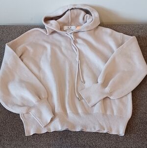 Magaschoni Tan Knit Hoodie Sweater Sz M